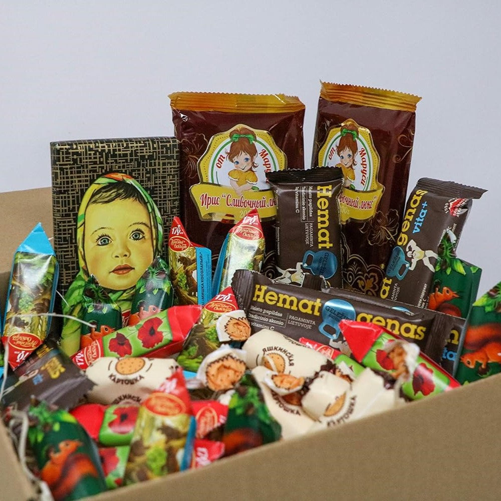 Russian-Box- Die russische Schokolade und Karamell Variation Mix - über 1 Kg zum Naschen (ohne russische Geschenkbox)
