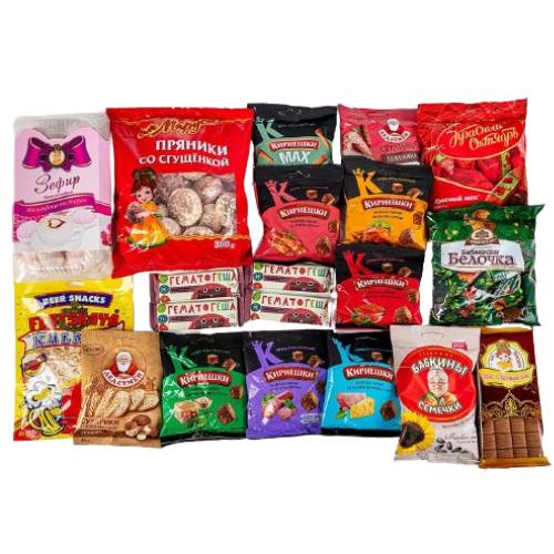 Traditionelle russische Süßigkeiten und Knabbereien Schokolade Brotchips Weichkaramell 🍬 🍫 Geschenk Variation zum Kennenlernen von Spezialitäten aus Russland