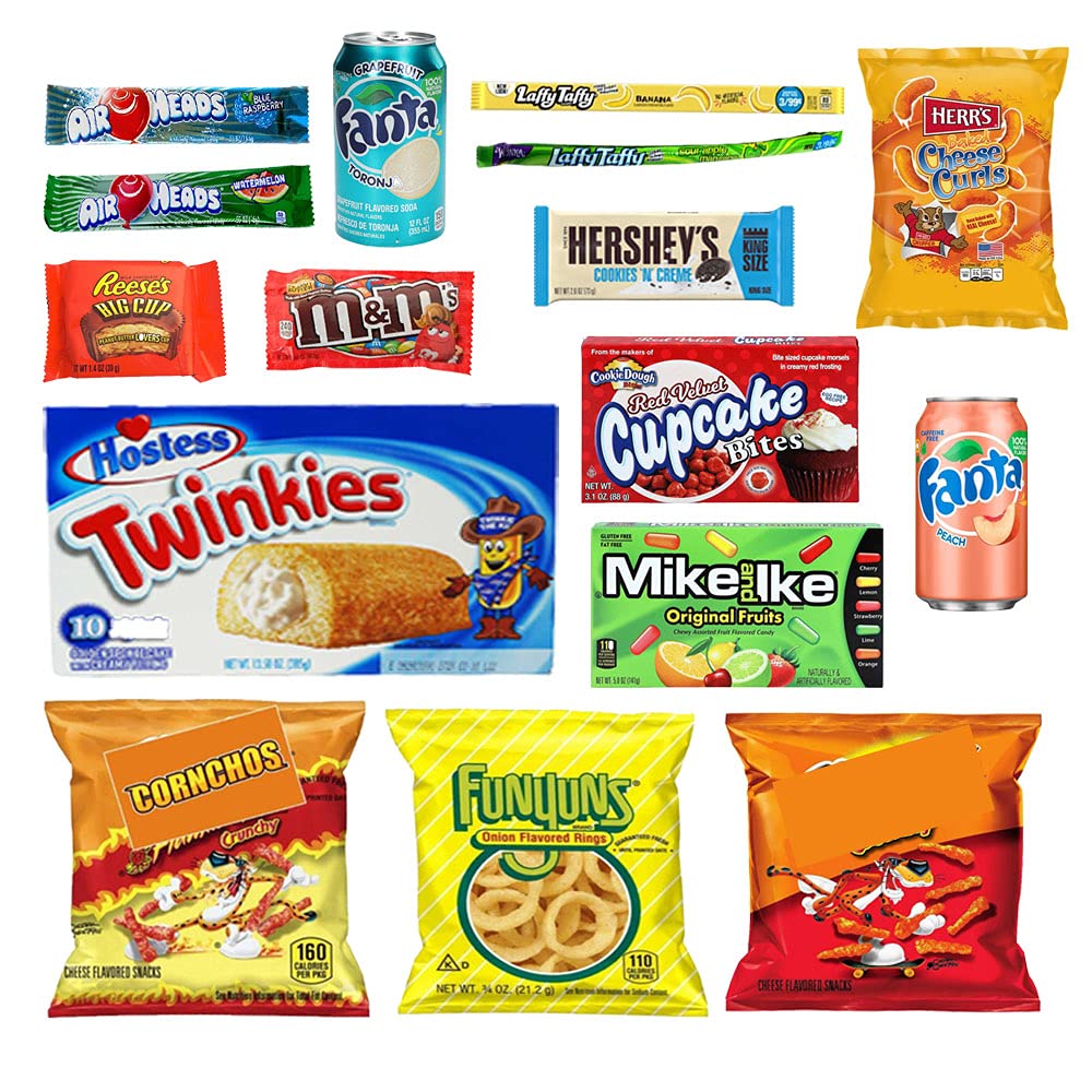 USA Süßigkeiten & Fanta Box Mischpaket (16 Artikel)