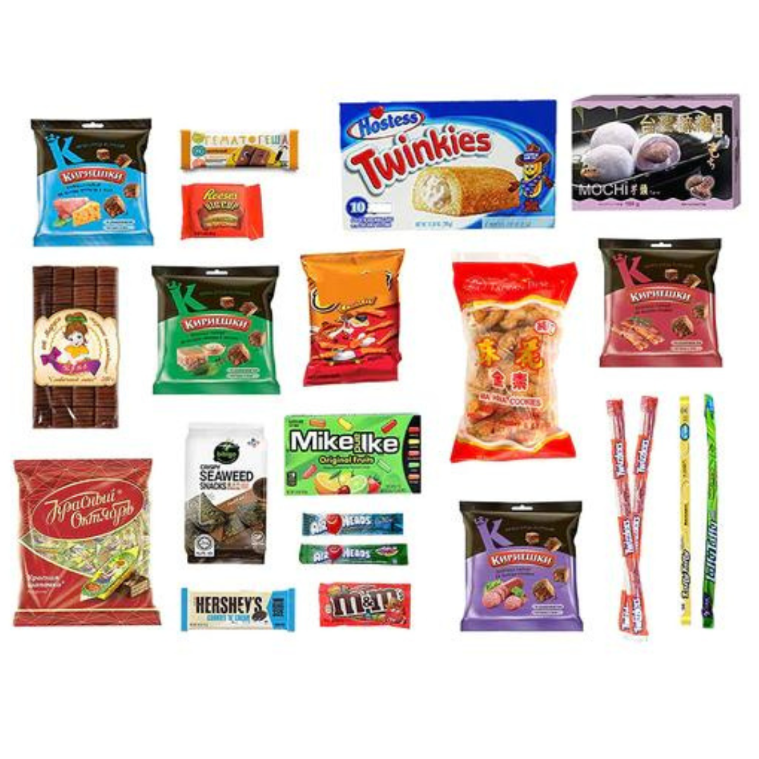 Internationale Süßigkeiten und Snackbox (22 Artikel)